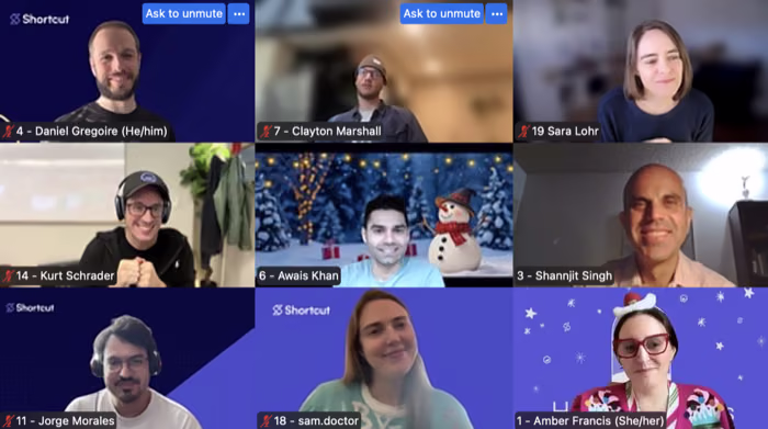Shortcut team on a virtual team meeting
