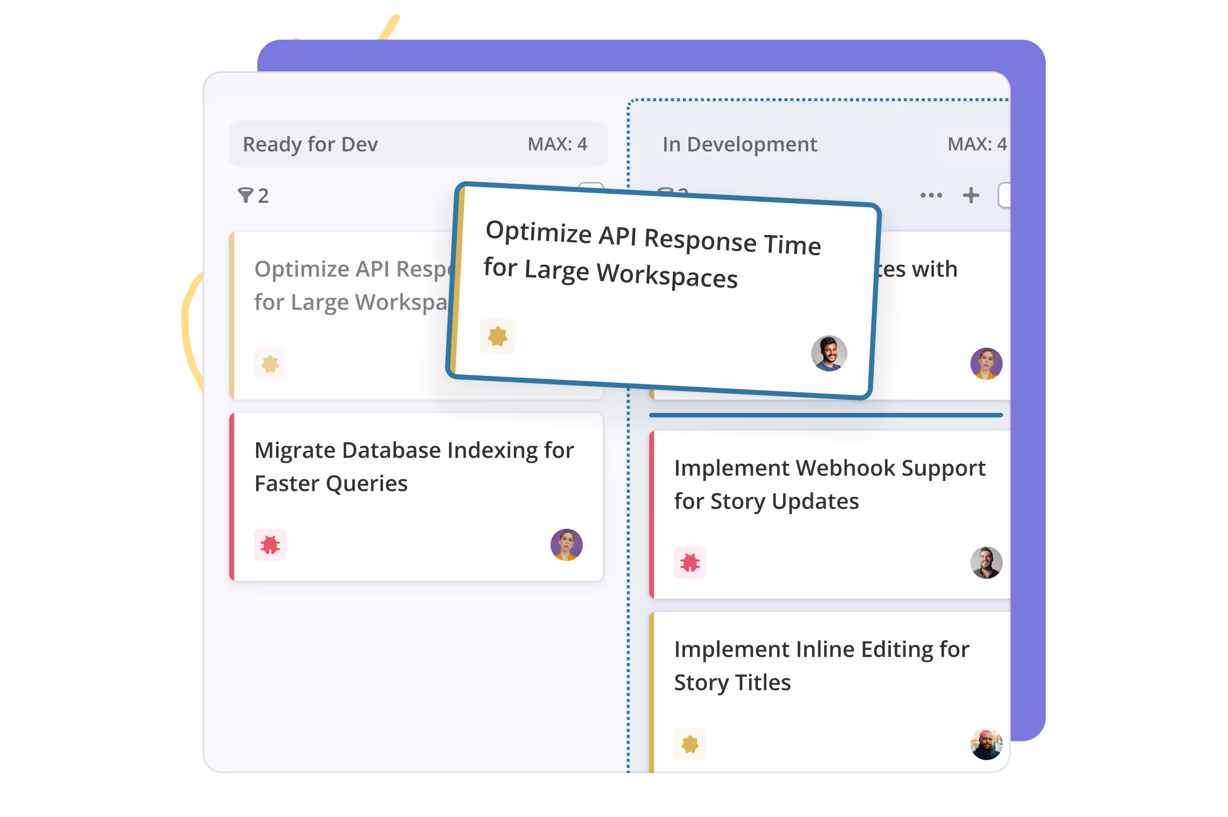 Drag and drop a story card on Kanban