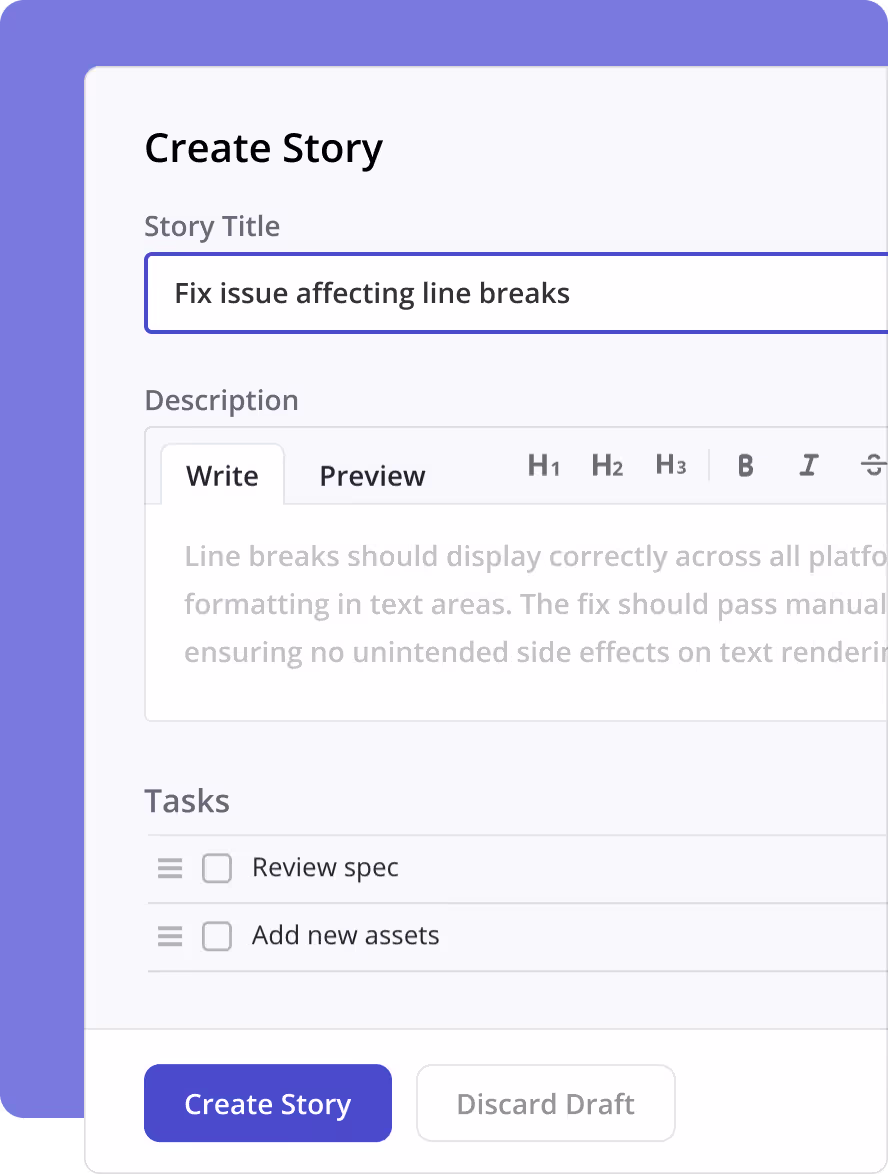 Creating a design Story in Shortcut