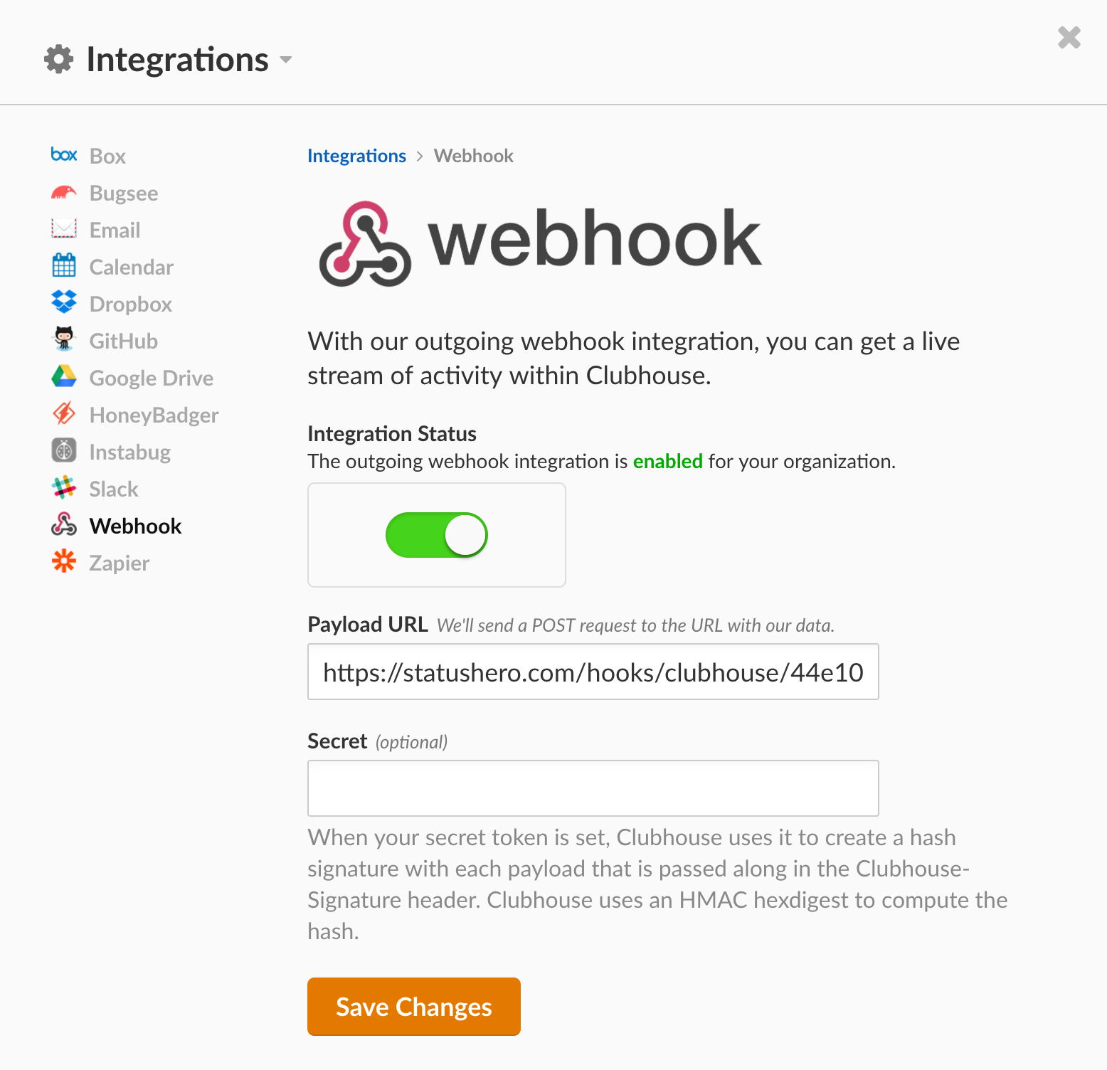 Webhooks Set Up in Shortcut