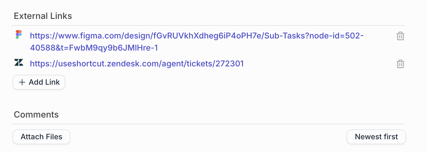 Figma and other external links on a Shortcut Story