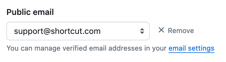 GitHub primary email setting