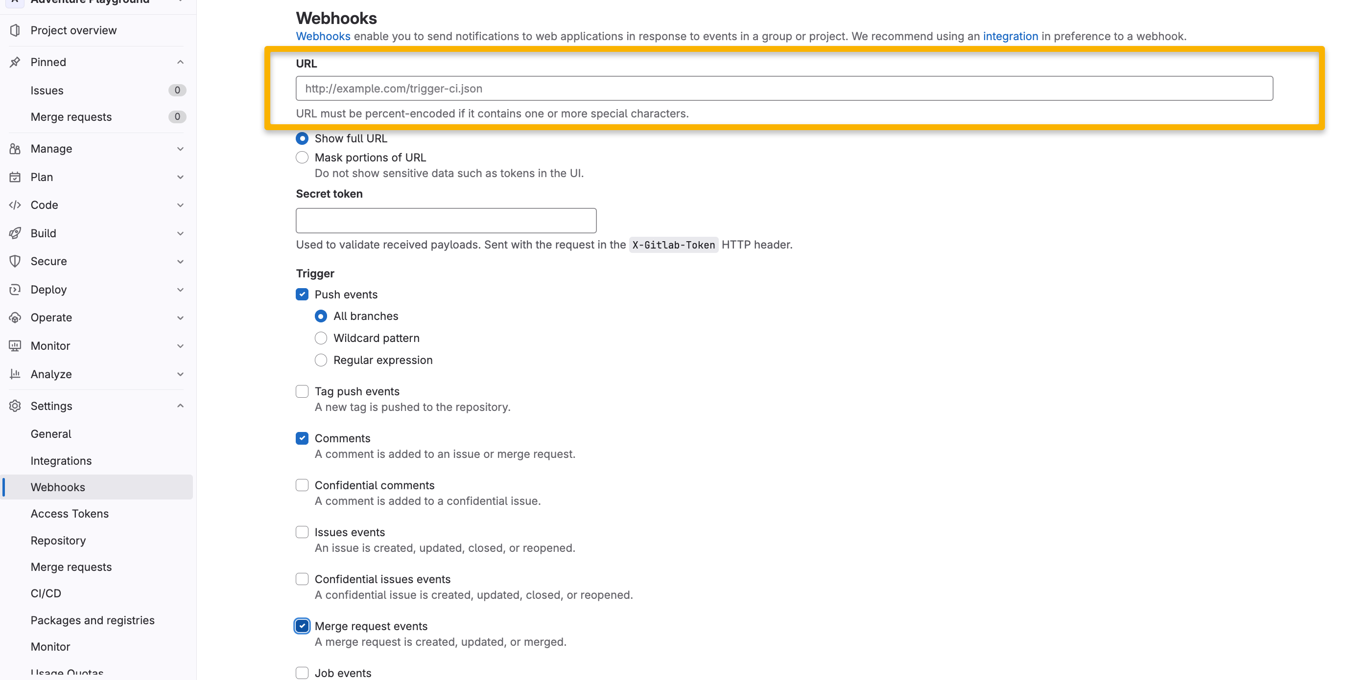 Add the Shortcut webhook in GitLab